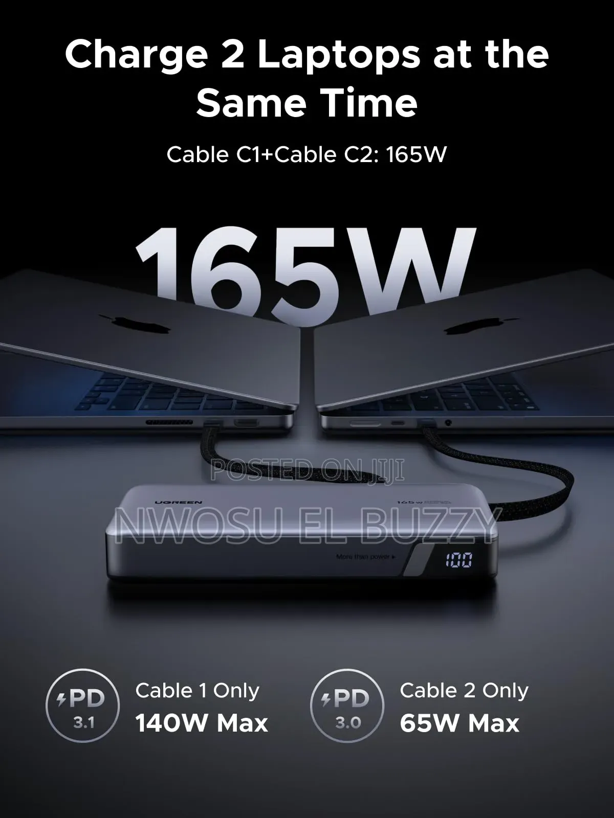 Nexode Power Bank (25000mah, 165w, 4 Ports, Built-in Cables)