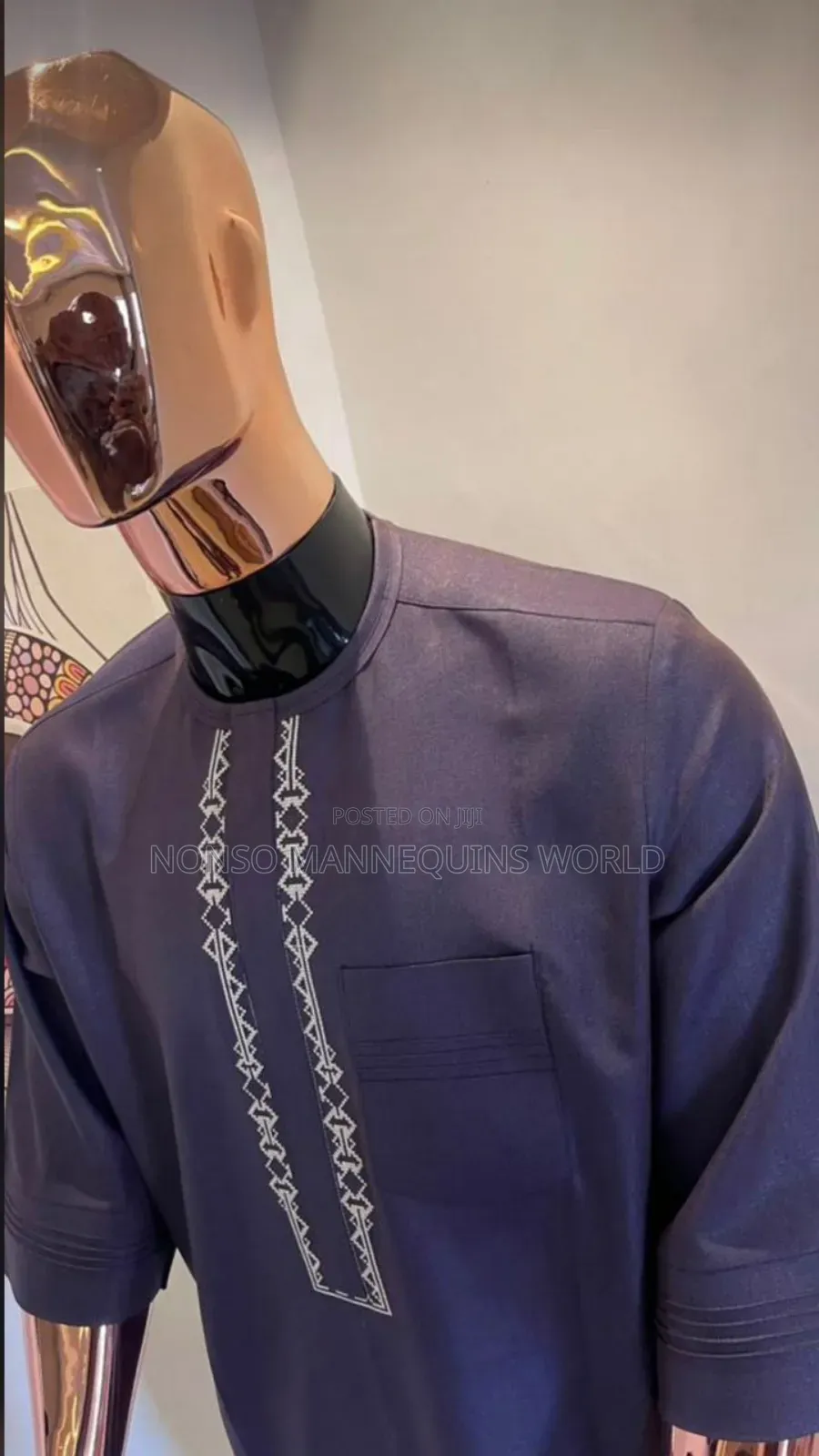 Square Head Male Black And Rose Gold Fibre Mannequin