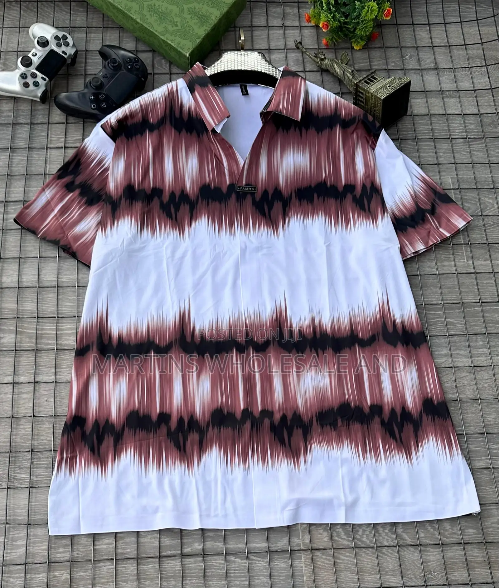 Royal Tail Men's Printed Rayon Cuban Collar Casual Shirt