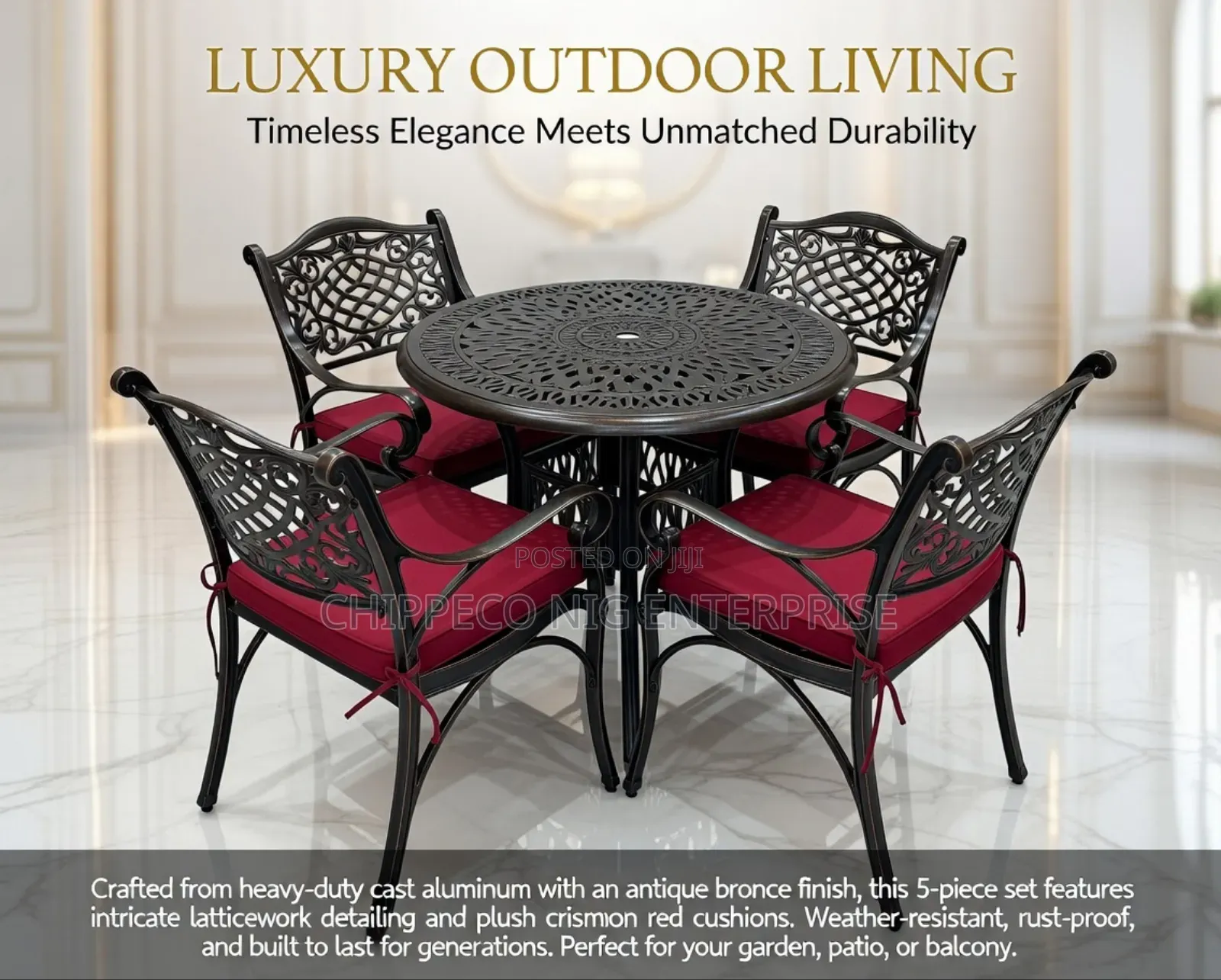 Luxury Aluminum Chairs and Table