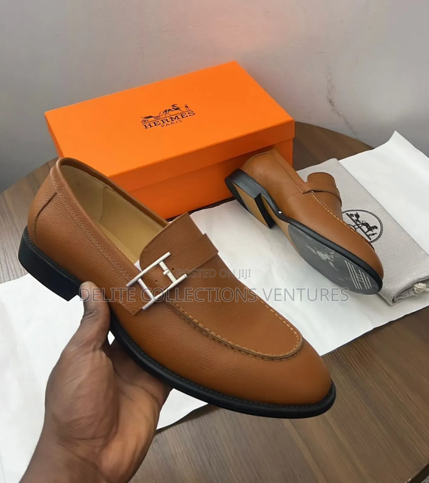 *Hermes Brown Paris Leather Loafers Available in Store*