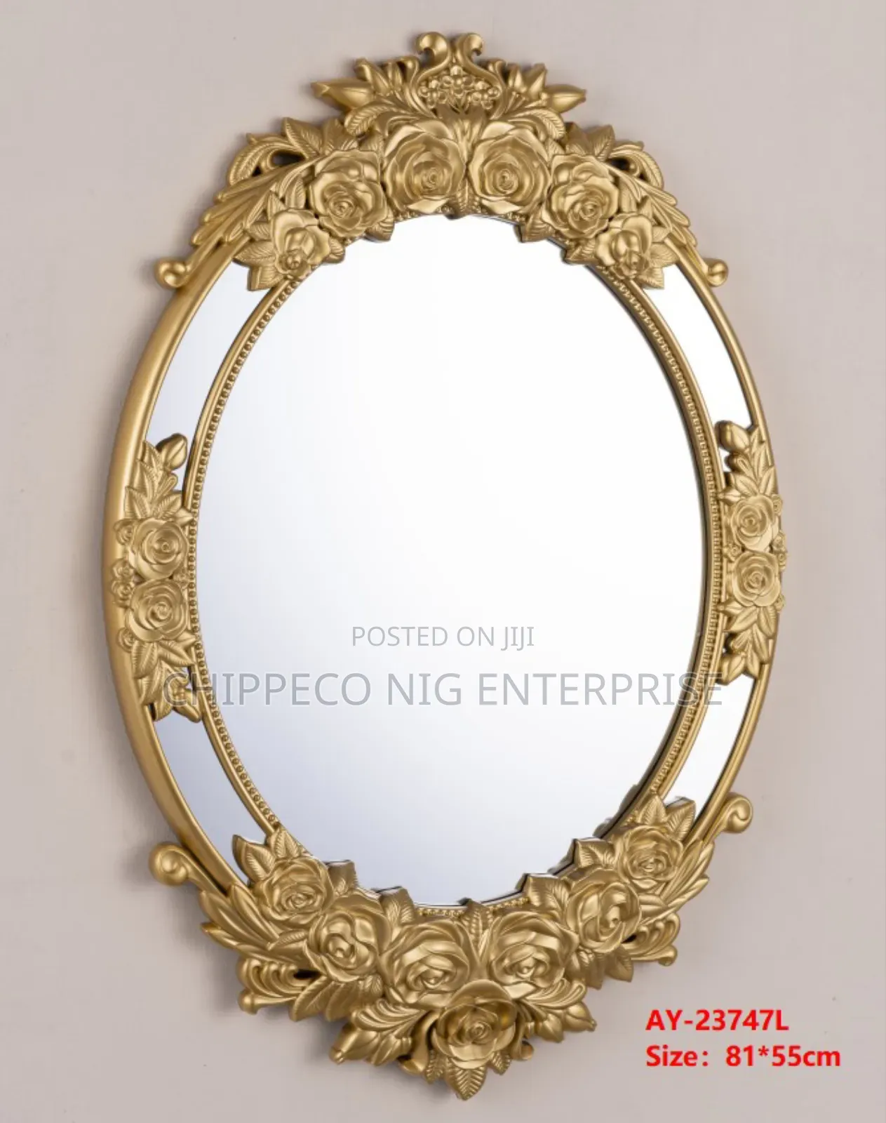 Gold Ornate Oval Wall Mirror