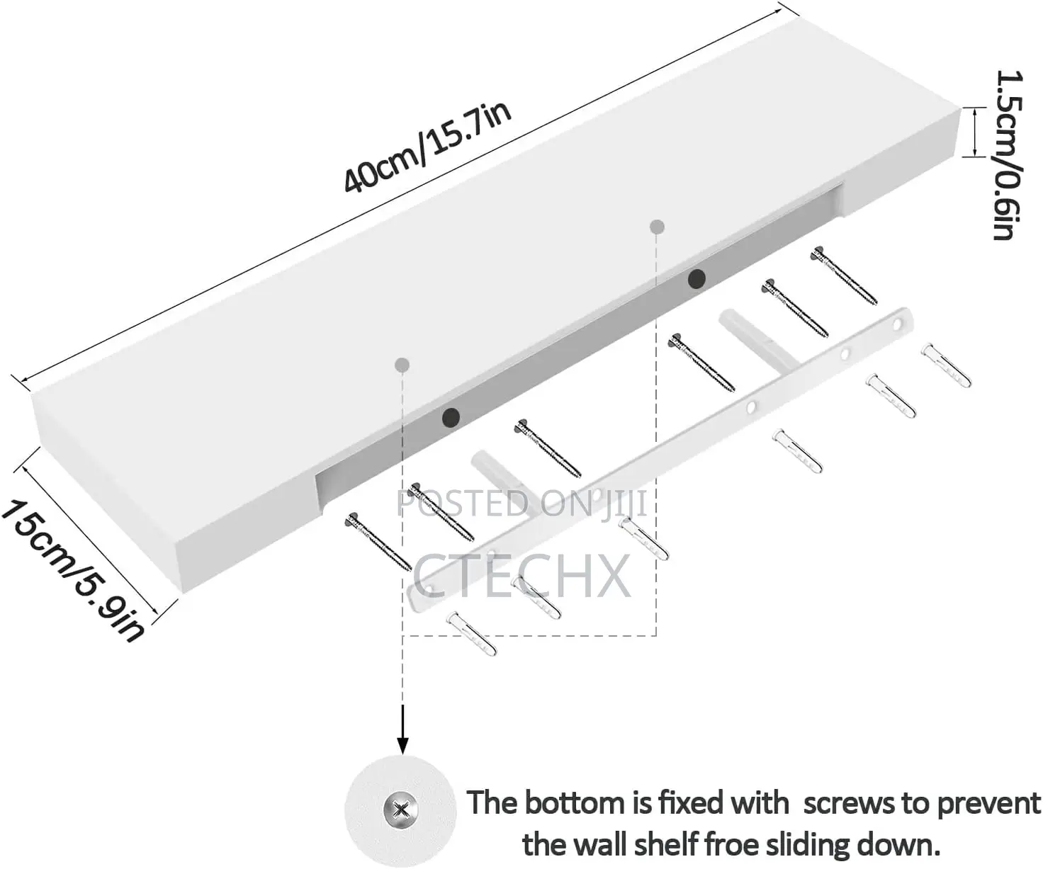 Set of 3 Wood Wall Mounted Floating Shelves