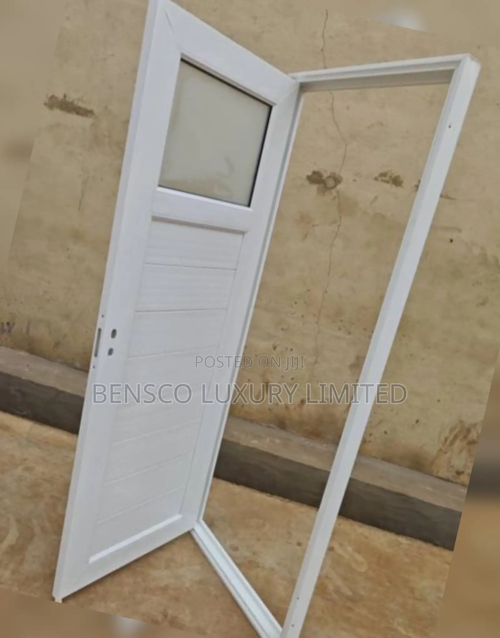 Modern PVC Bathroom Door With Frosted Glass – Waterproof Toilet Door