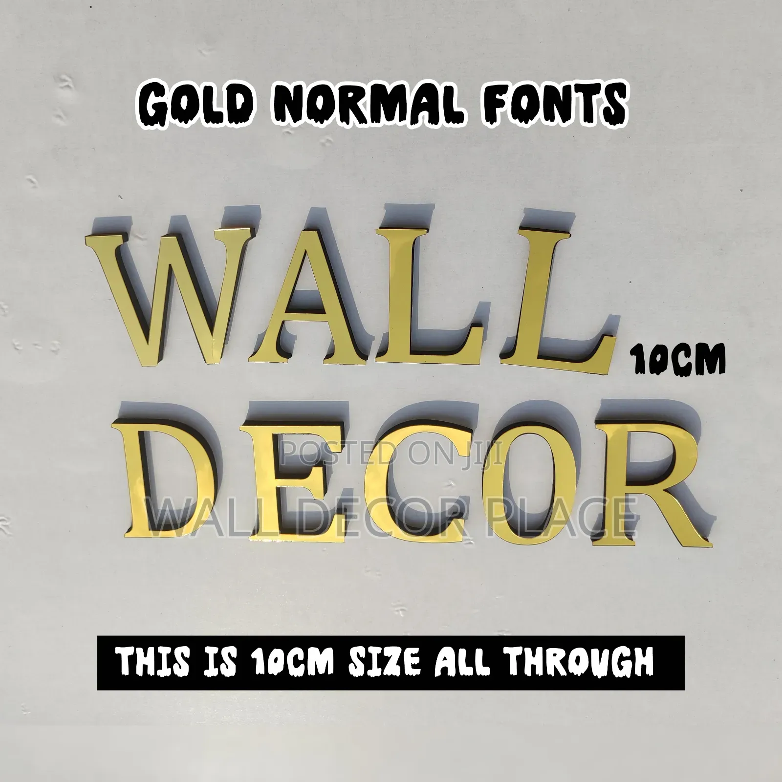 10cm Alphabet Stickers (3d Wall Letters) Normal Font Gold Black