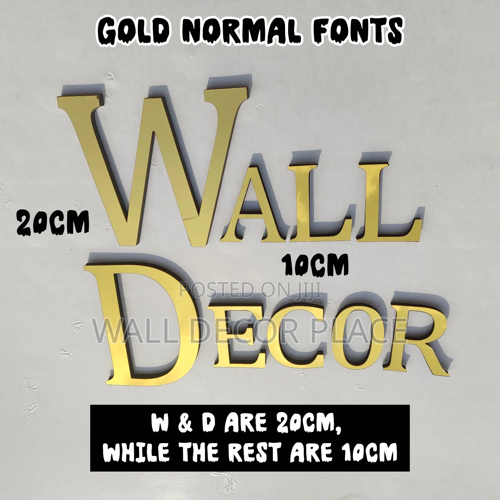 20cm Alphabet Stickers (3d Wall Letter) Normal Font Gold Colour