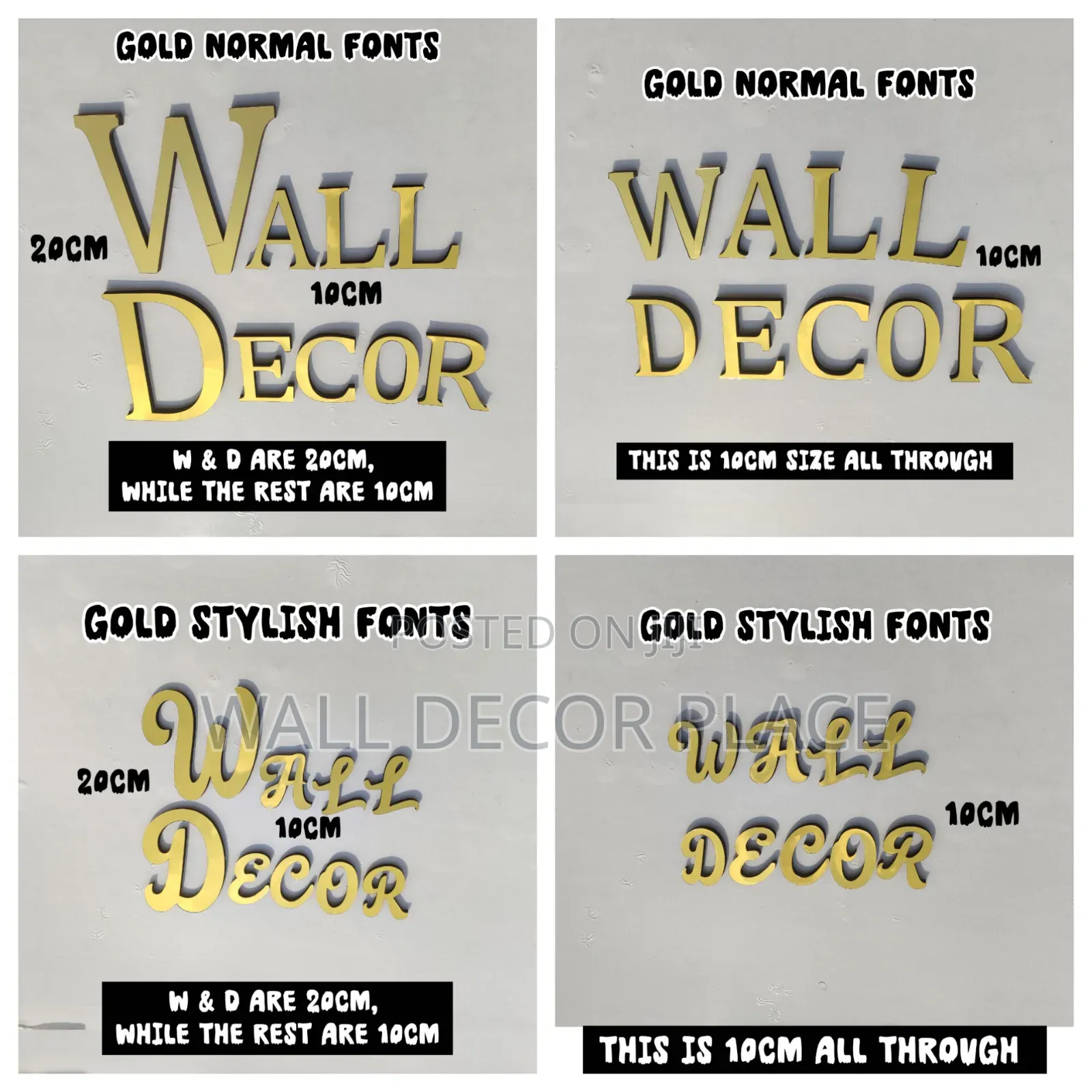 20cm Alphabet Stickers (3d Wall Letter) Normal Font Gold Colour