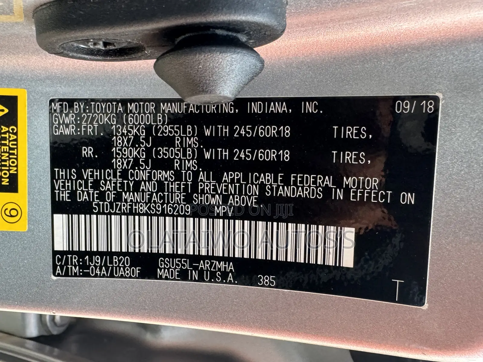 Toyota Highlander XLE 2019 Blue
