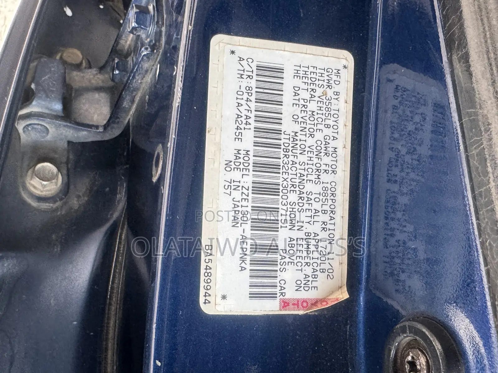 Toyota Corolla Sedan Automatic 2003 Blue