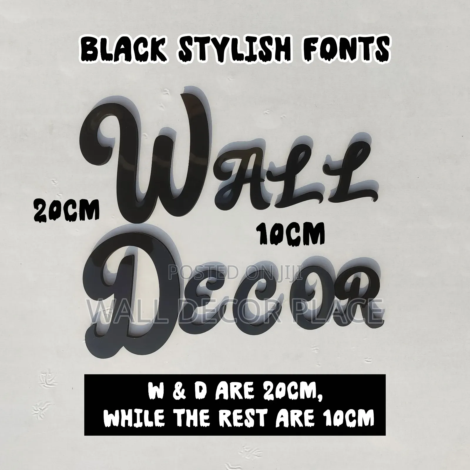 20cm Alphabet Stickers Stylish Font (Gold Black Colour)