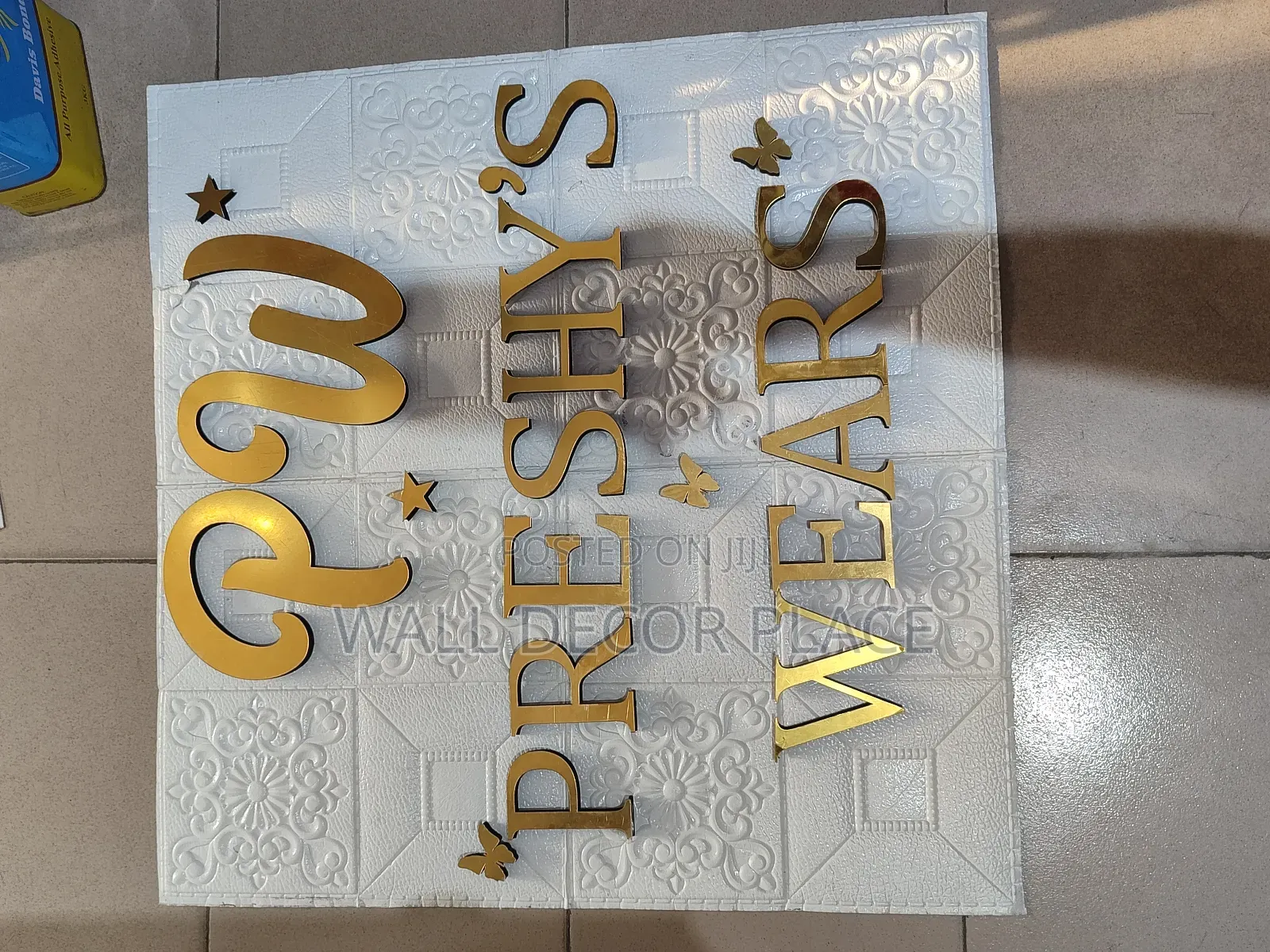 20cm Alphabet Stickers Stylish Font (Gold Black Colour)