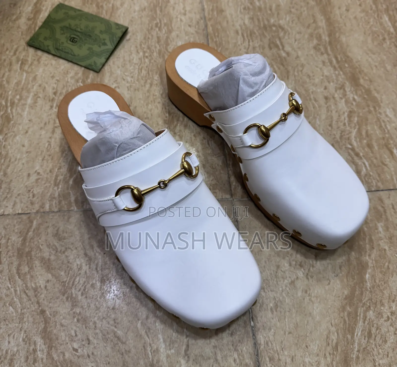 Luxury Italian Gucci White Mule 40-48