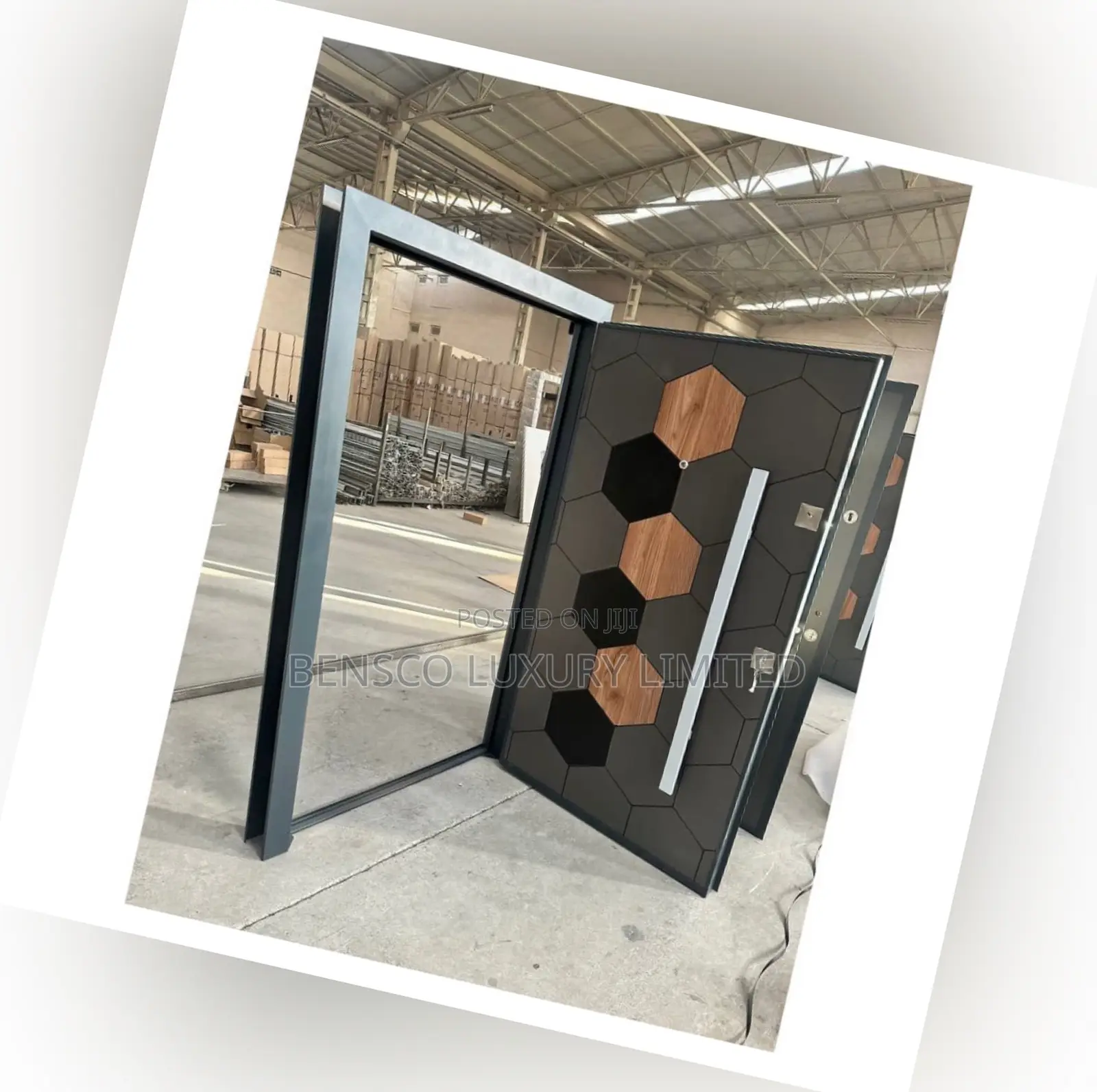 Premium Honeycomb Armored Security Door With Wooden Finish