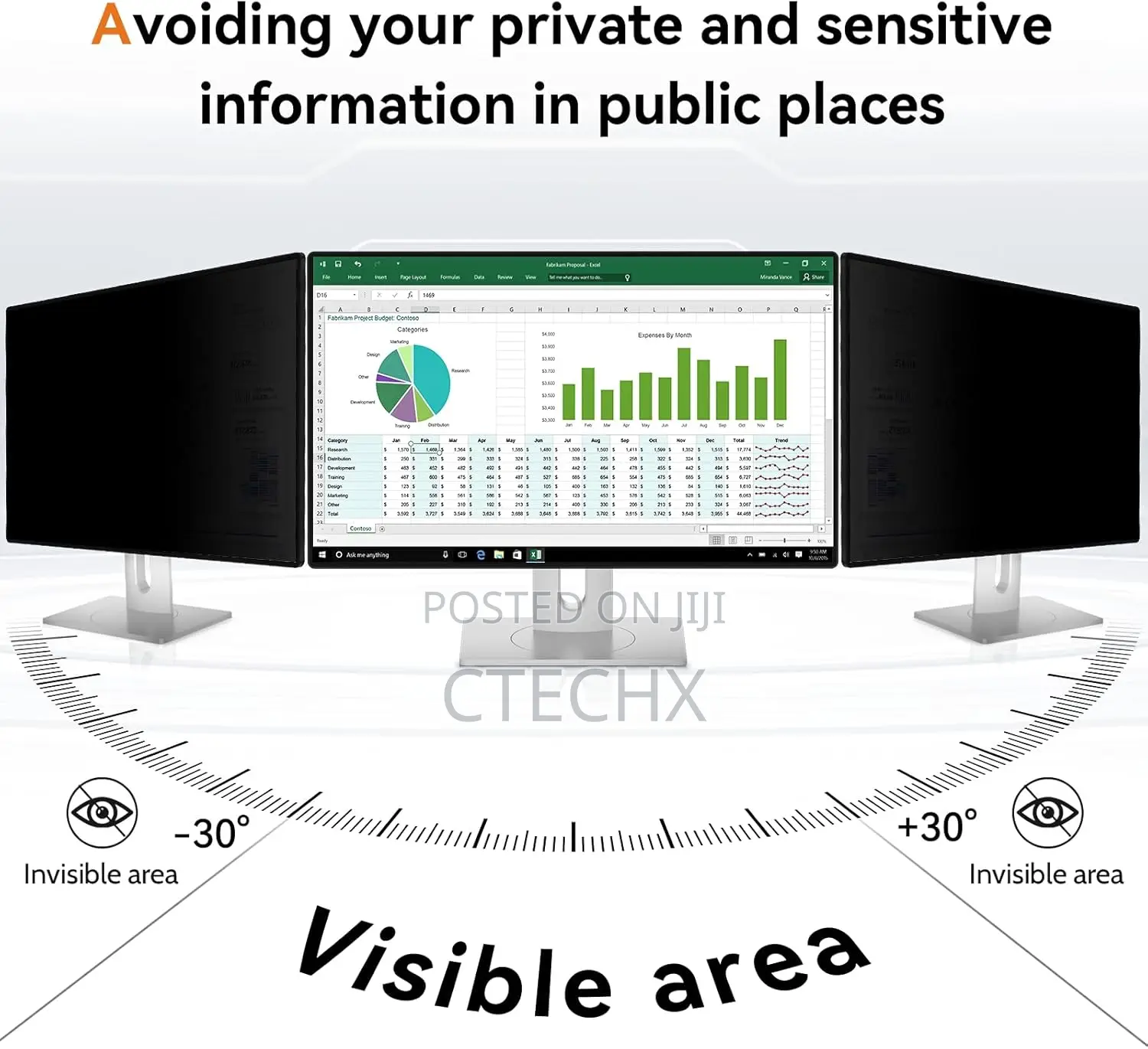 32 Inch Privacy Screen Filter for Computer Monitor, Anti-Glare,