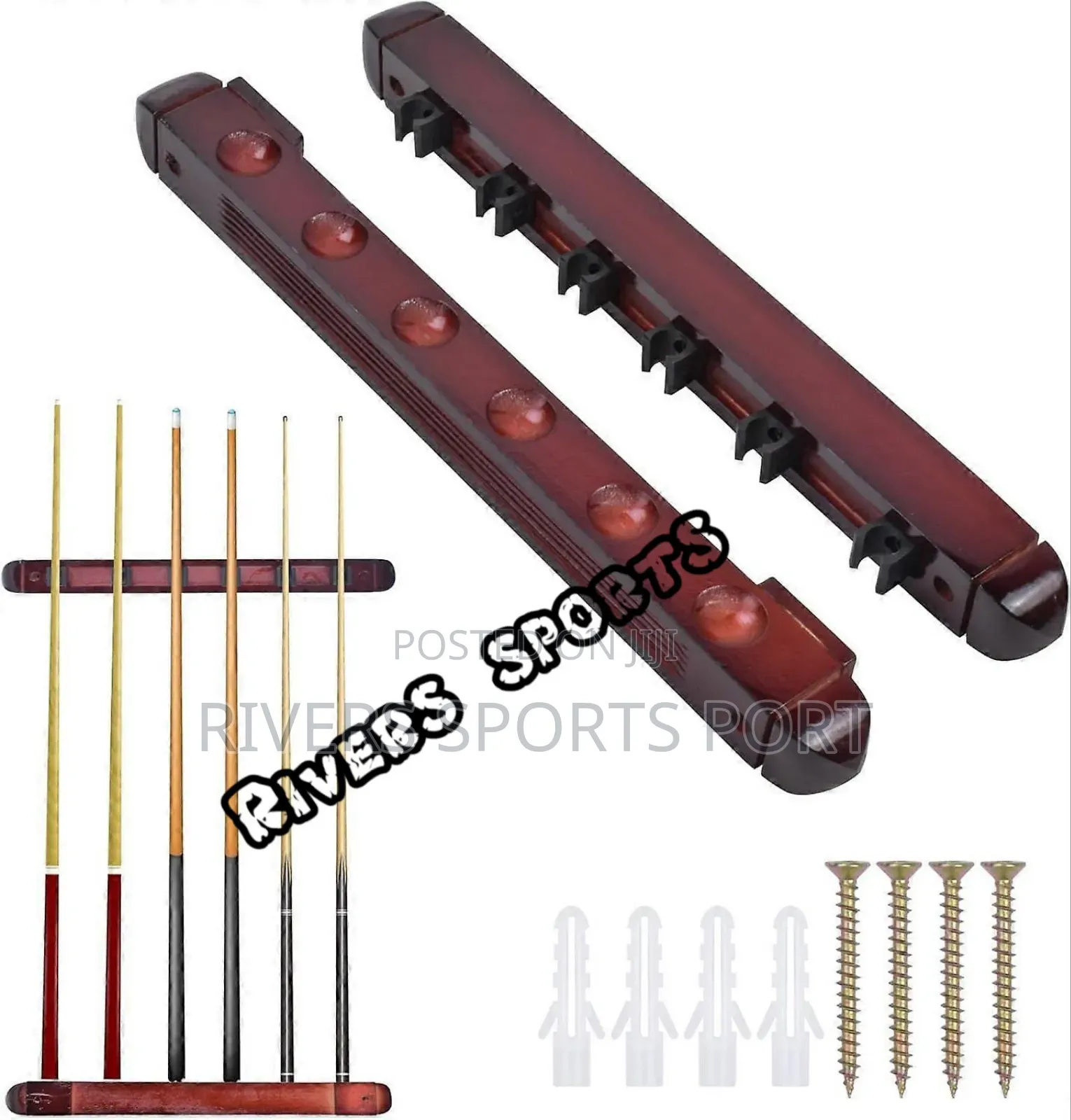 6 Cue Wall Mounted Snooker Stick Wall Hanger / Holder Bracket