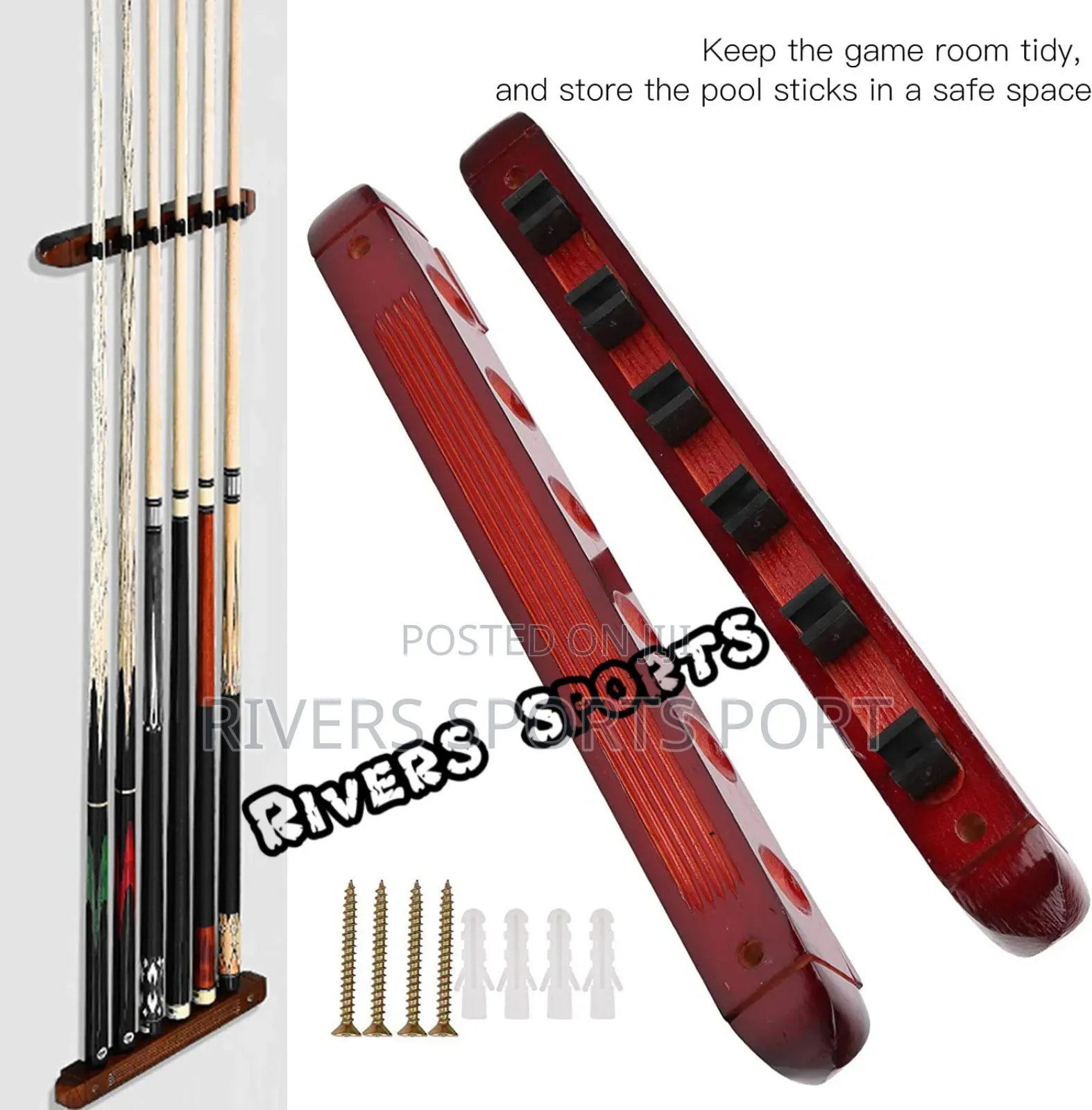 6 Cue Wall Mounted Snooker Stick Wall Hanger / Holder Bracket