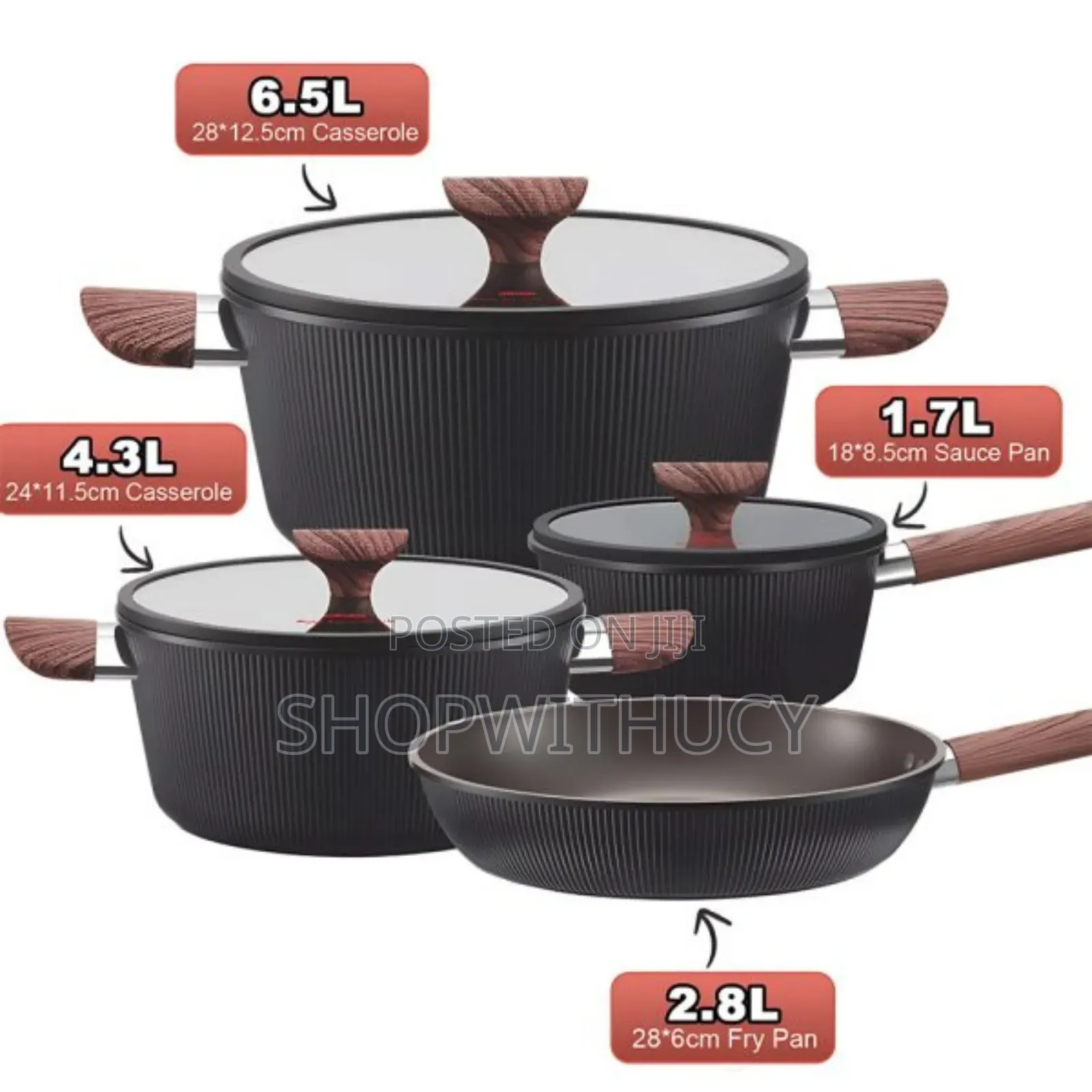 DSP Ca021-S01-Black 7-Piece Die-Cast Aluminum Non-Stick Cookware Set