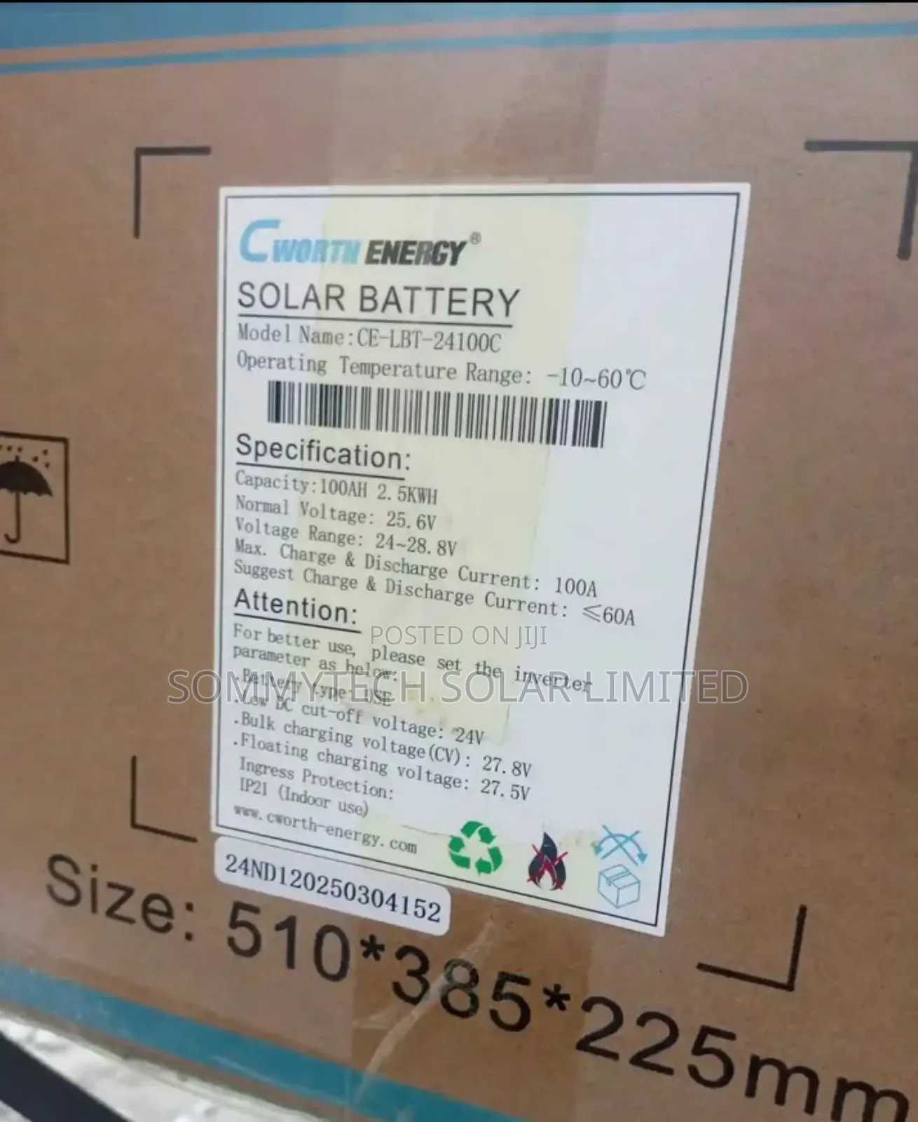 2.5kwh _24v Complete Cworth Battery