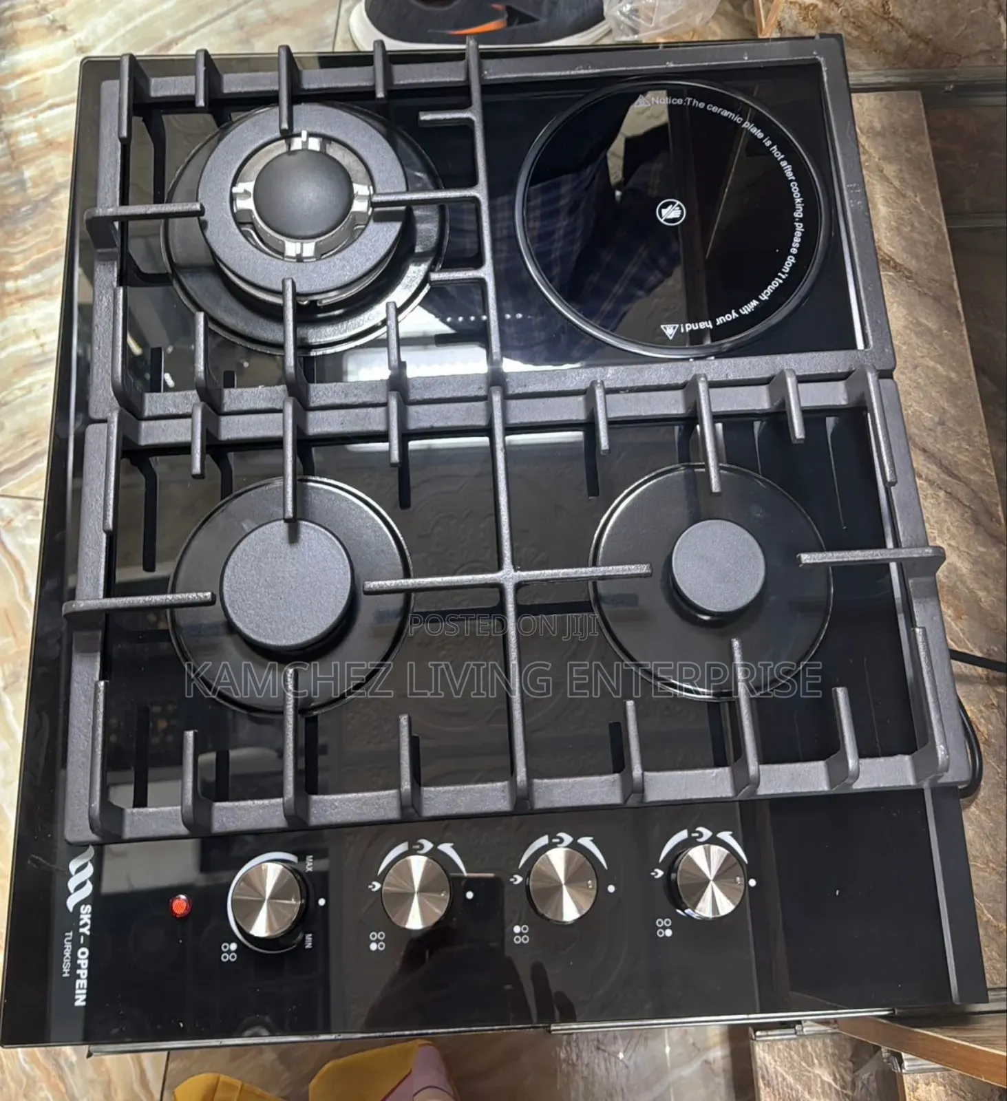 Skc Oppen Turkish 5-burner Gas & Electric Glass Hob – Black