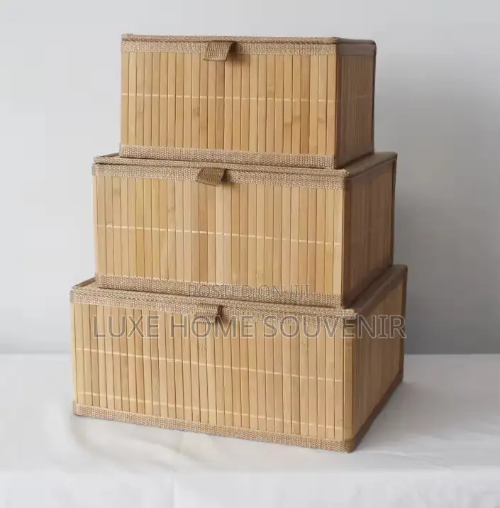 3 in 1 Bamboo Storage Box With Cover