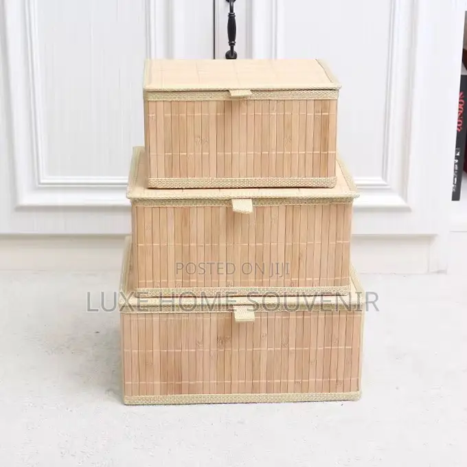 3 in 1 Bamboo Storage Box With Cover