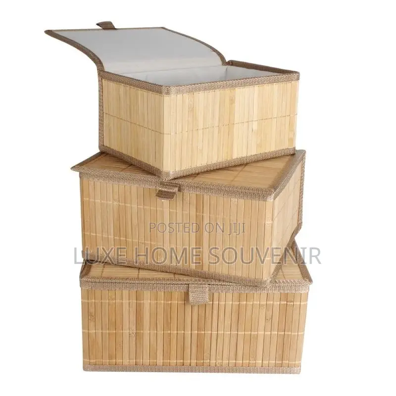 3 in 1 Bamboo Storage Box With Cover