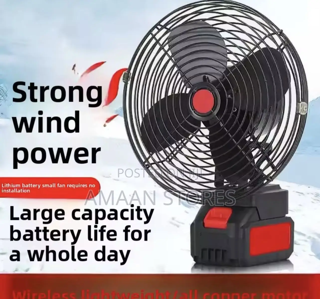 Lithium Rechargeable Battery Fan— Double Battery