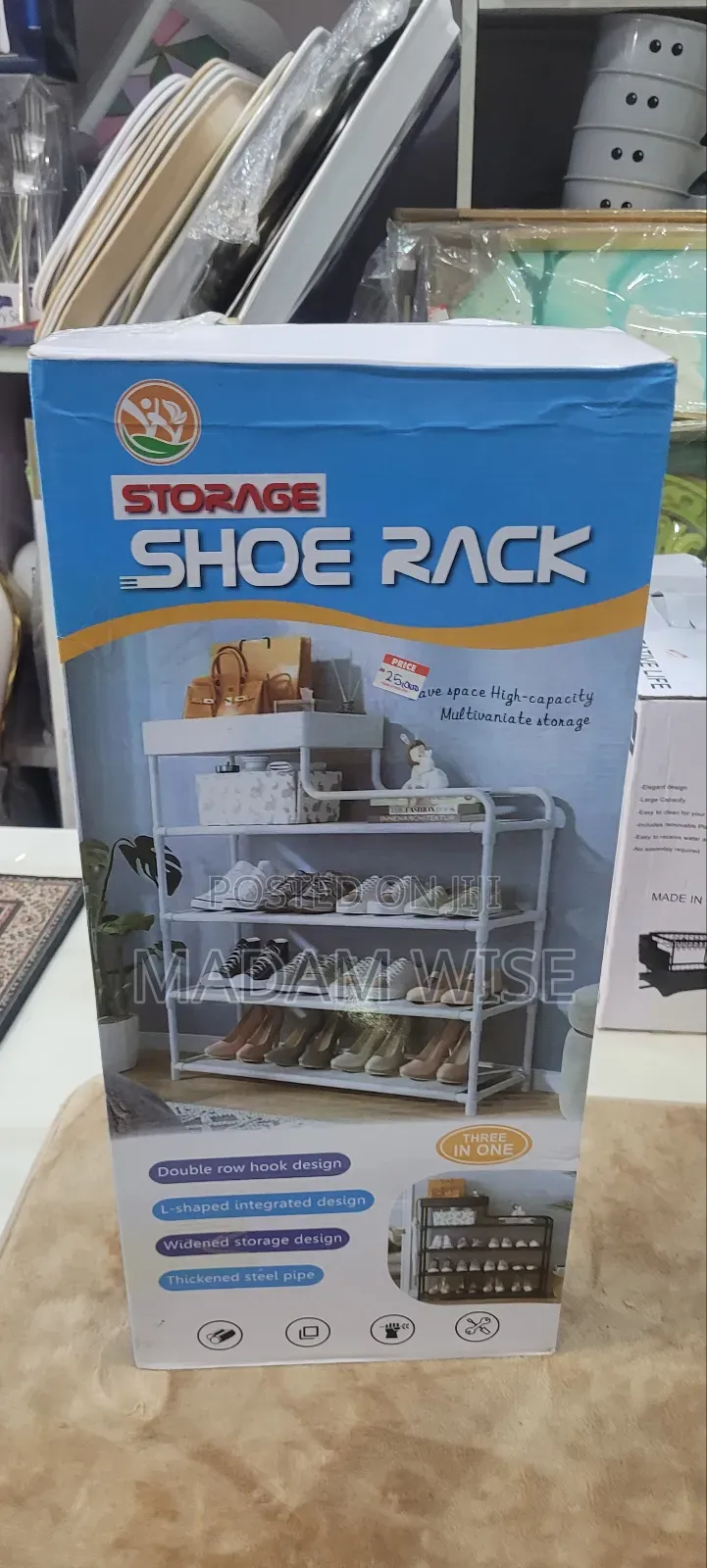 Shoe Rack 
High Quality
Double Row Hook Design
Widened Storage Design.