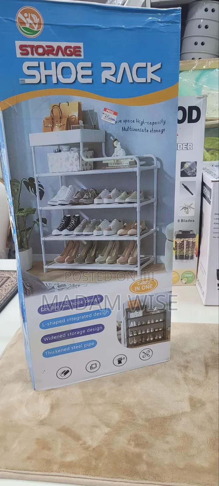 Shoe Rack 
High Quality
Double Row Hook Design
Widened Storage Design.