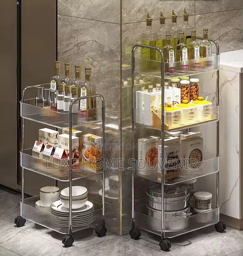 3 Step Arcylic Storage Trolley With Wheel