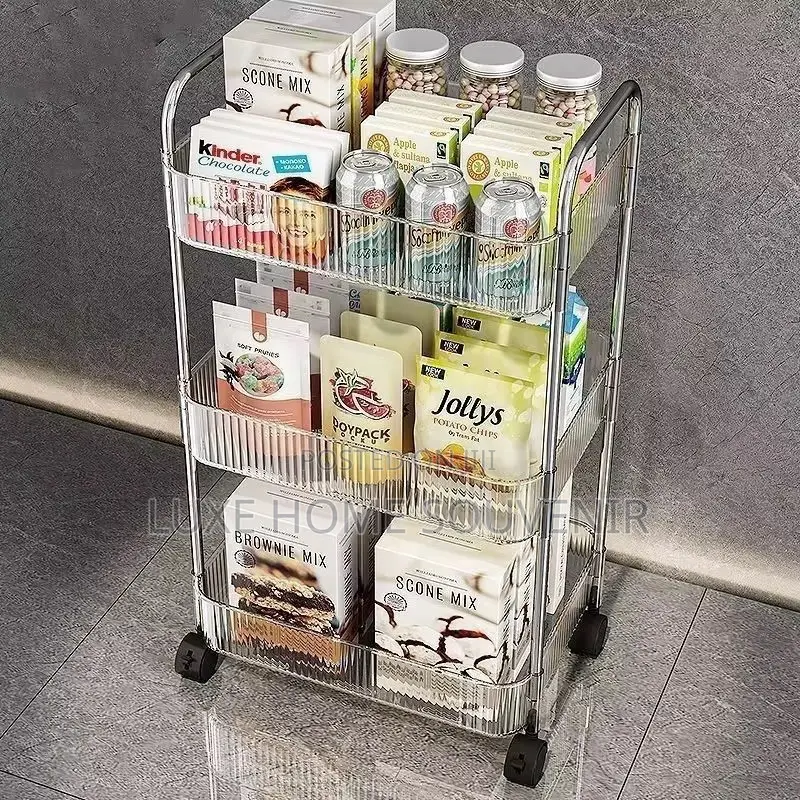3 Step Arcylic Storage Trolley With Wheel