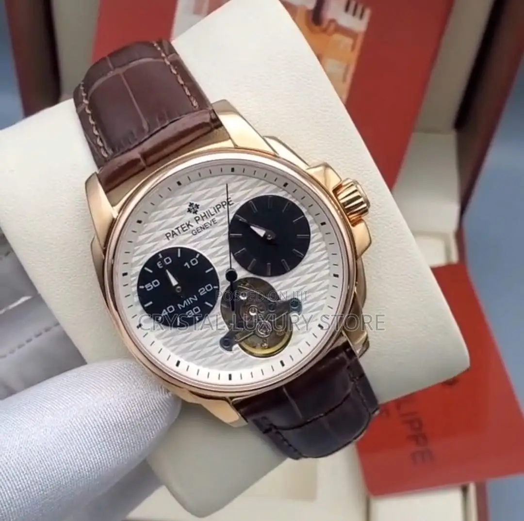Patek Philippe Quality Luxury Men Genuine Leather Wristwatch