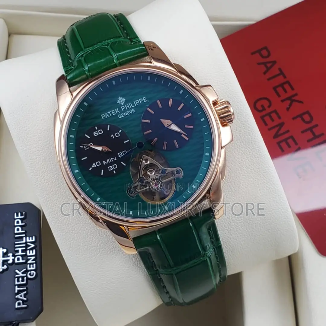 Patek Philippe Quality Luxury Men Genuine Leather Wristwatch