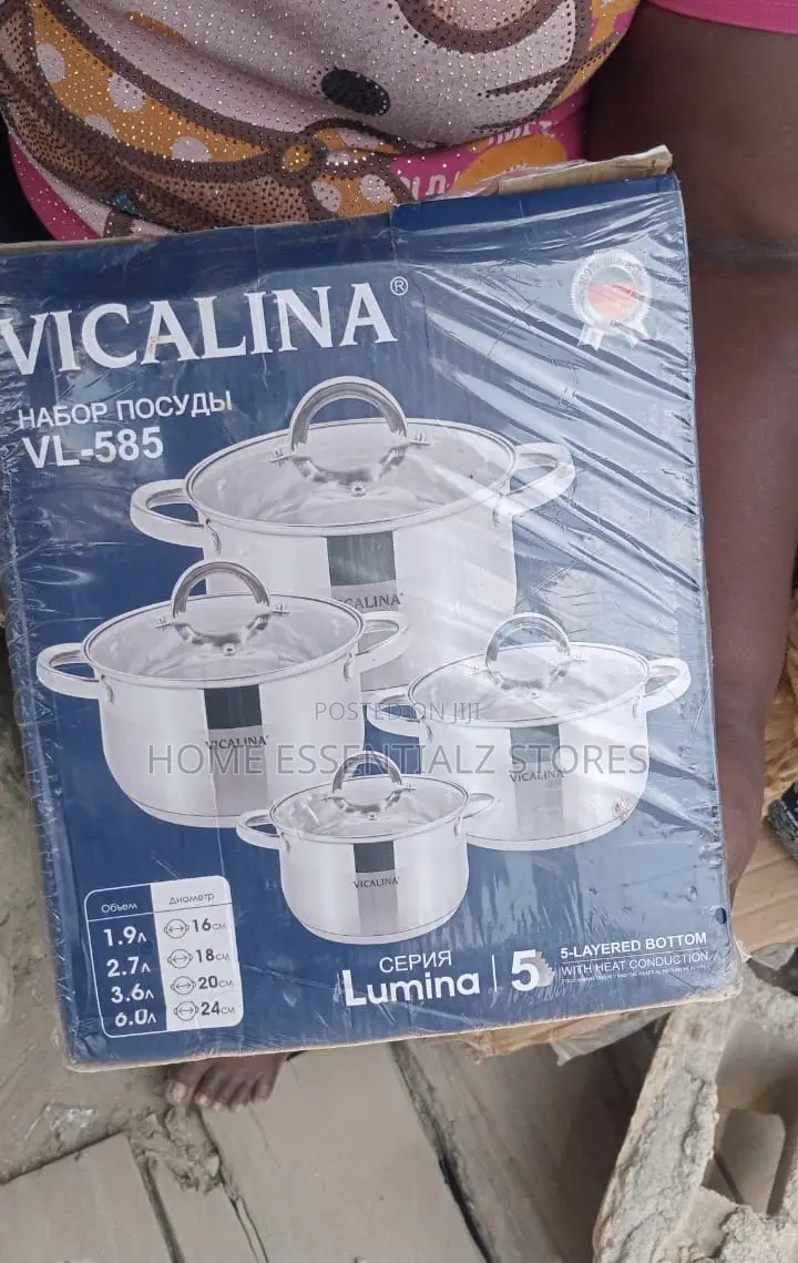 Vicalica 8 Pieces Pots Set With Glass Lids - Stainless Steel Pots