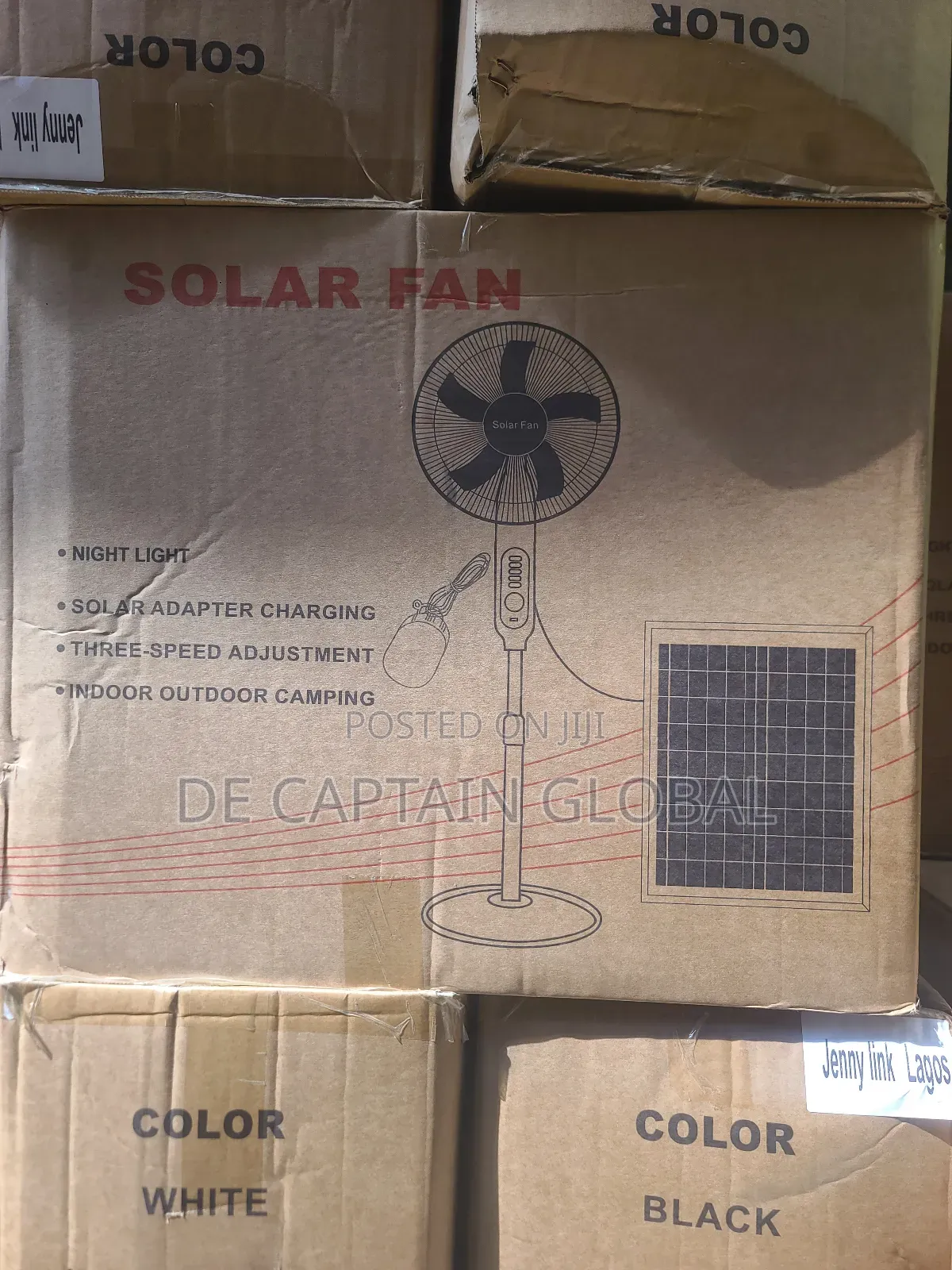 16" Solar Rechargeable Fan, 25watts Solar Panel and Bulb