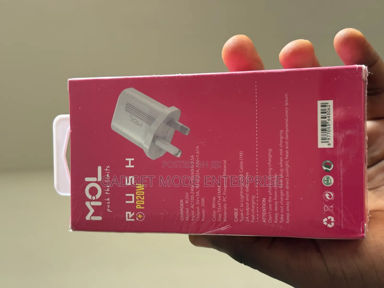 Mol Rush 3a Pd20w Compact, High-Speed Wall Charger
