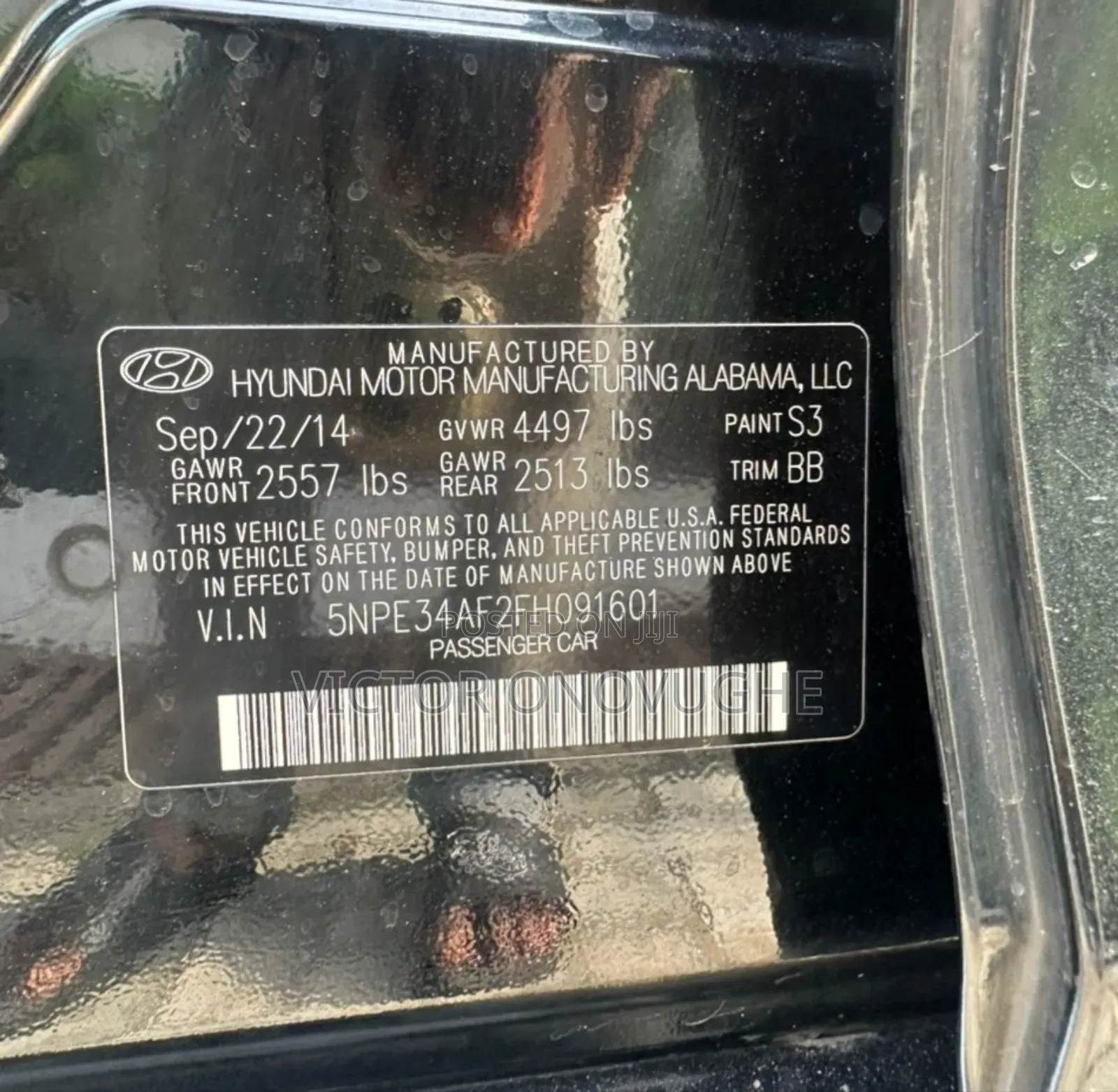Hyundai Sonata Limited 4dr Sedan (2.4L 4cyl 6A) 2015 Black