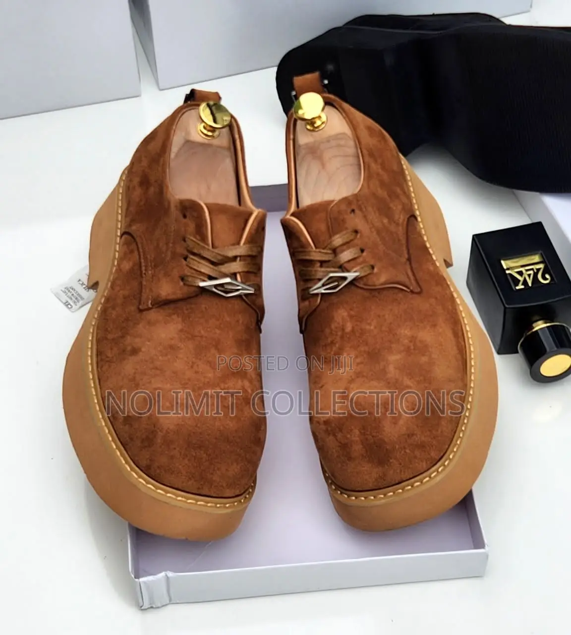 Classy High Soled Balenciaga Suede Derby Shoes