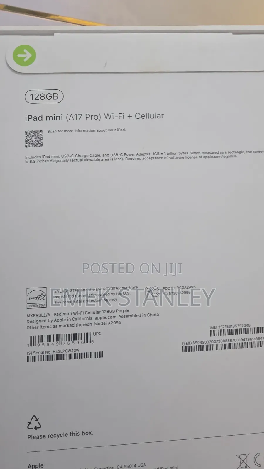 New Apple iPad mini (2024) 128 GB