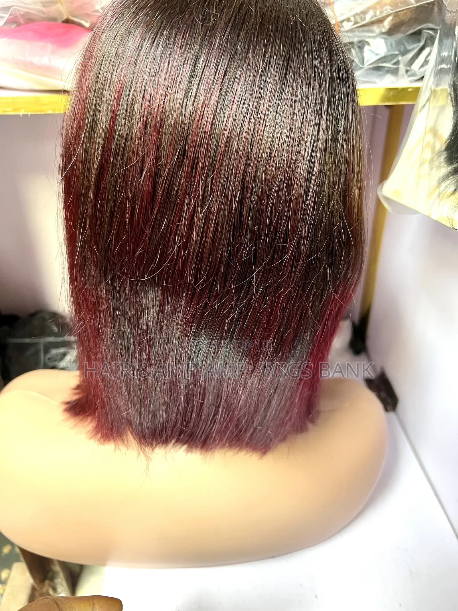 Human Hair Cfrontal Straight T-Color (1b/Wine) Wig With Without Glue