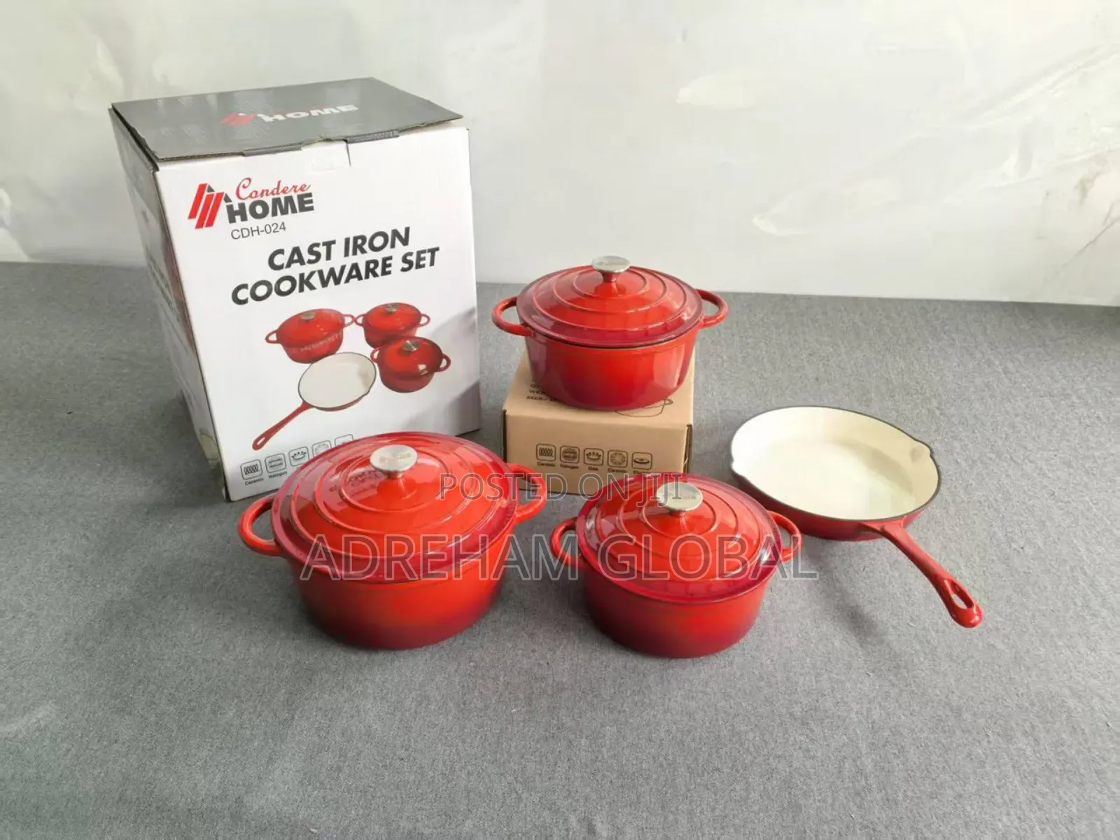 4pc Original Durable Heavy Enamel Cast Iron Cookware Pot-20,22,24 26cm