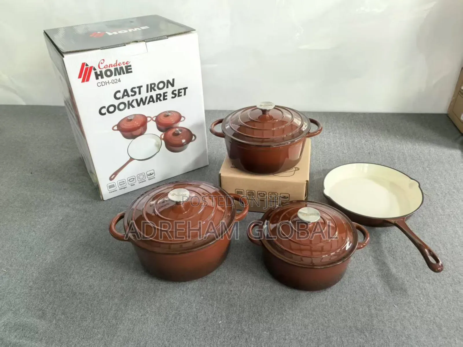 4pc Original Durable Heavy Enamel Cast Iron Cookware Pot-20,22,24 26cm