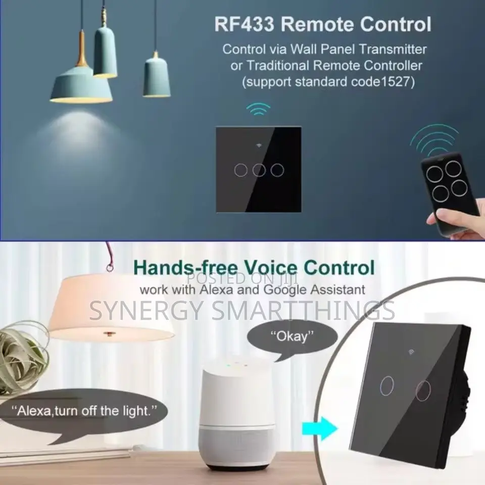 Tuya Wi-Fi 3 Gang Smart Switch Black and White