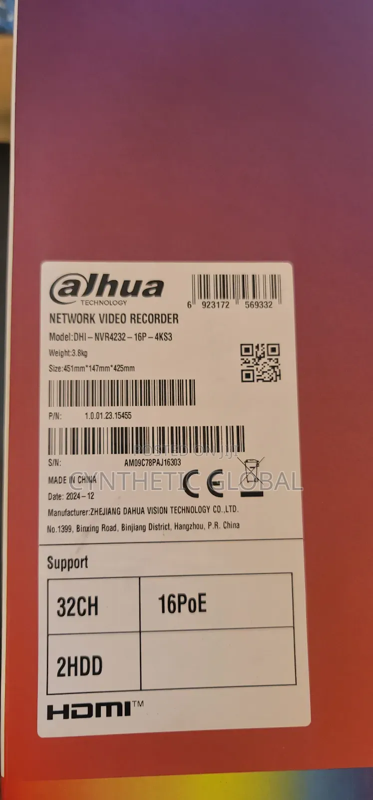 Dahua 32ch NVR With Poe:Dhi-Nvr4232-16p-4ks3