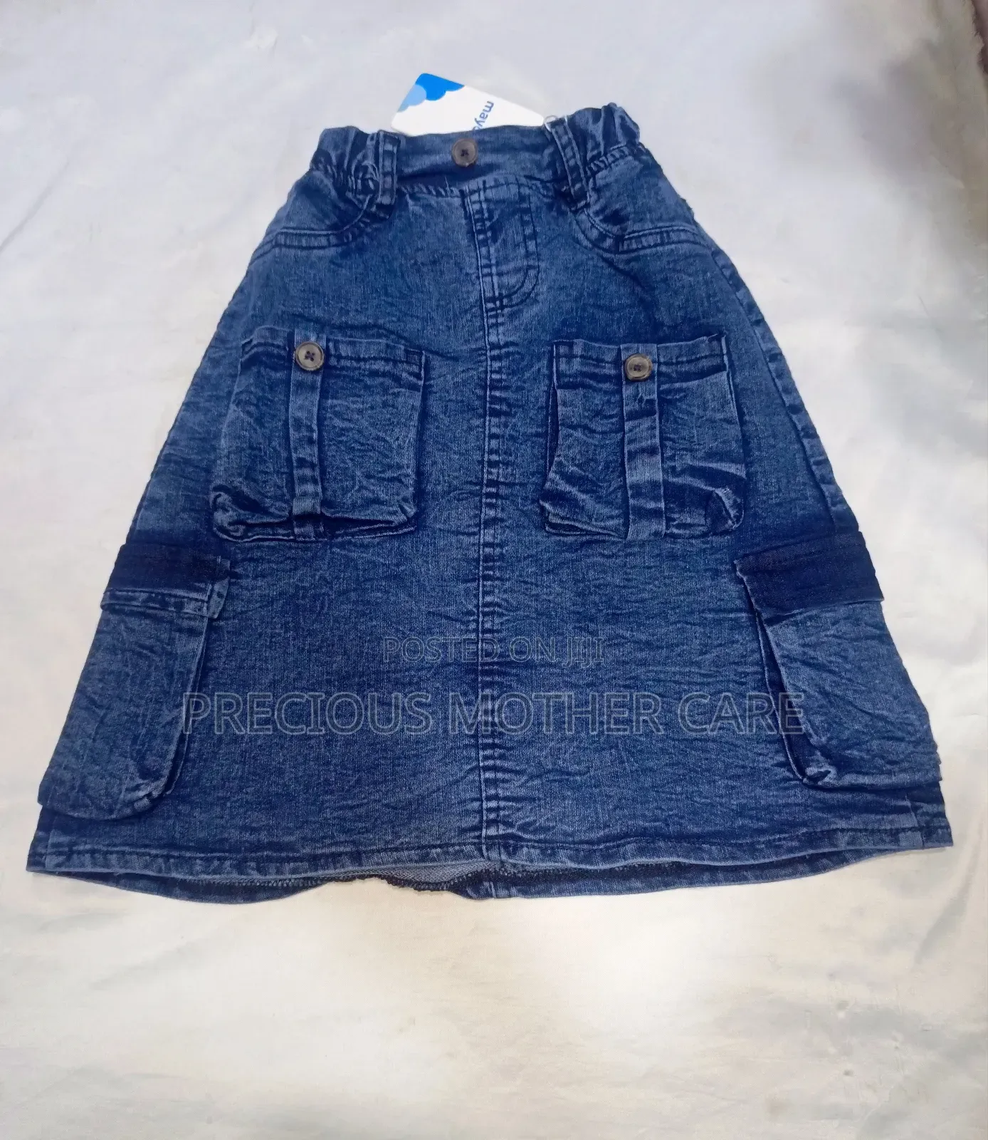 Girl Children Blue and Black Cargo Jean Skirt