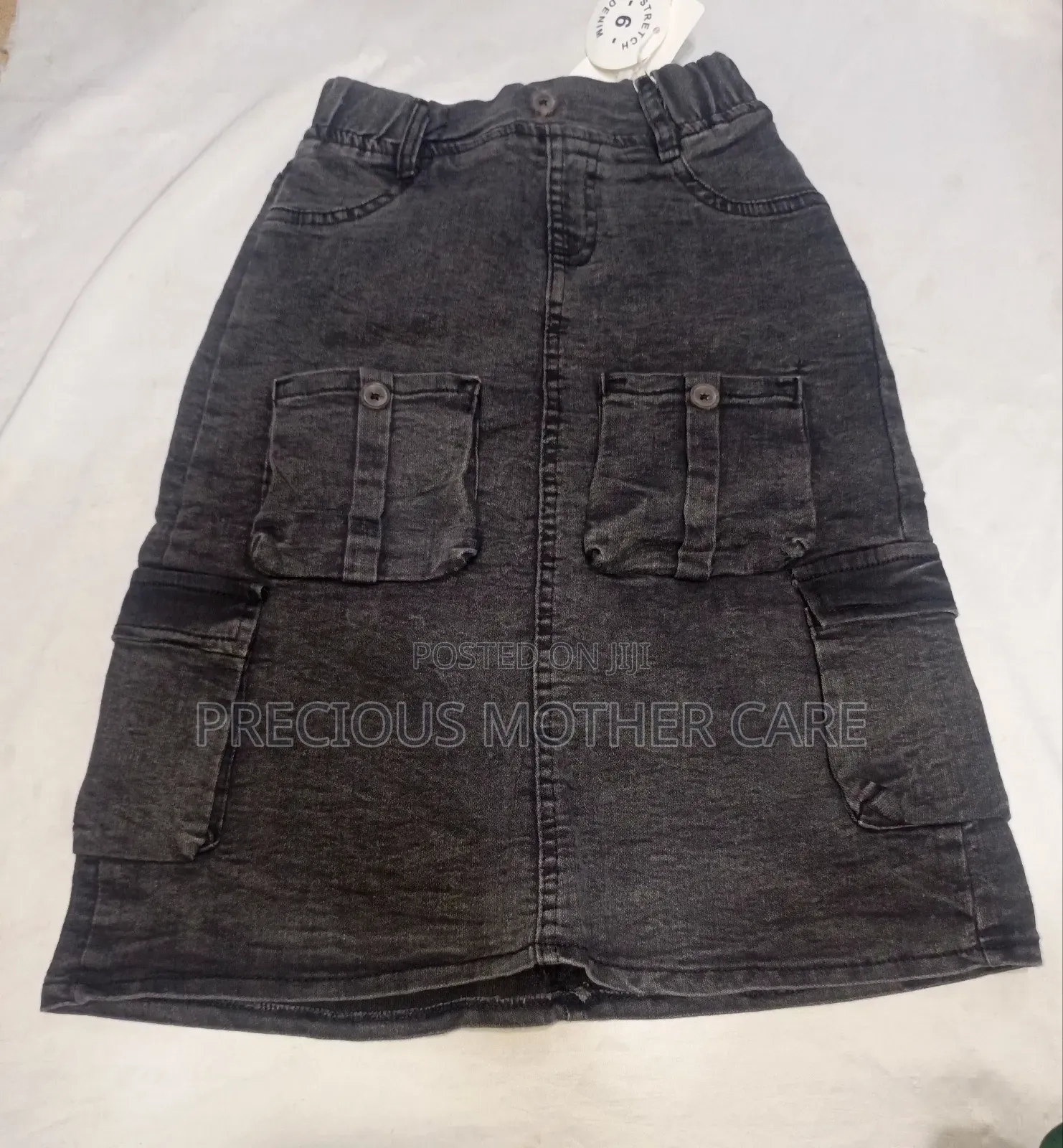 Girl Children Blue and Black Cargo Jean Skirt