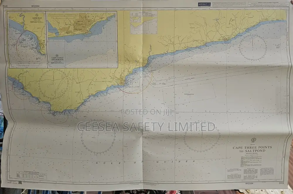 British Admiralty Nautical Chart 3113 Cape Three Points To Saltpond
