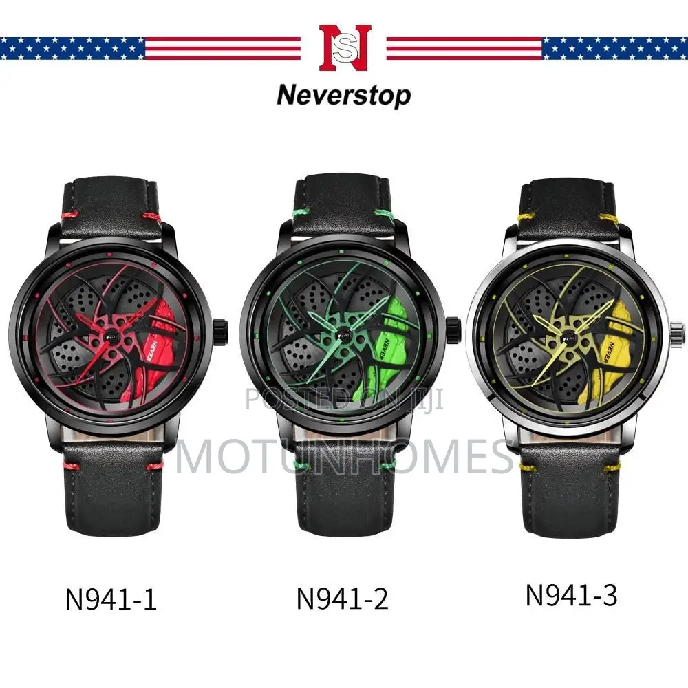 Leather Skeleton Mechanism Men Wristwatch