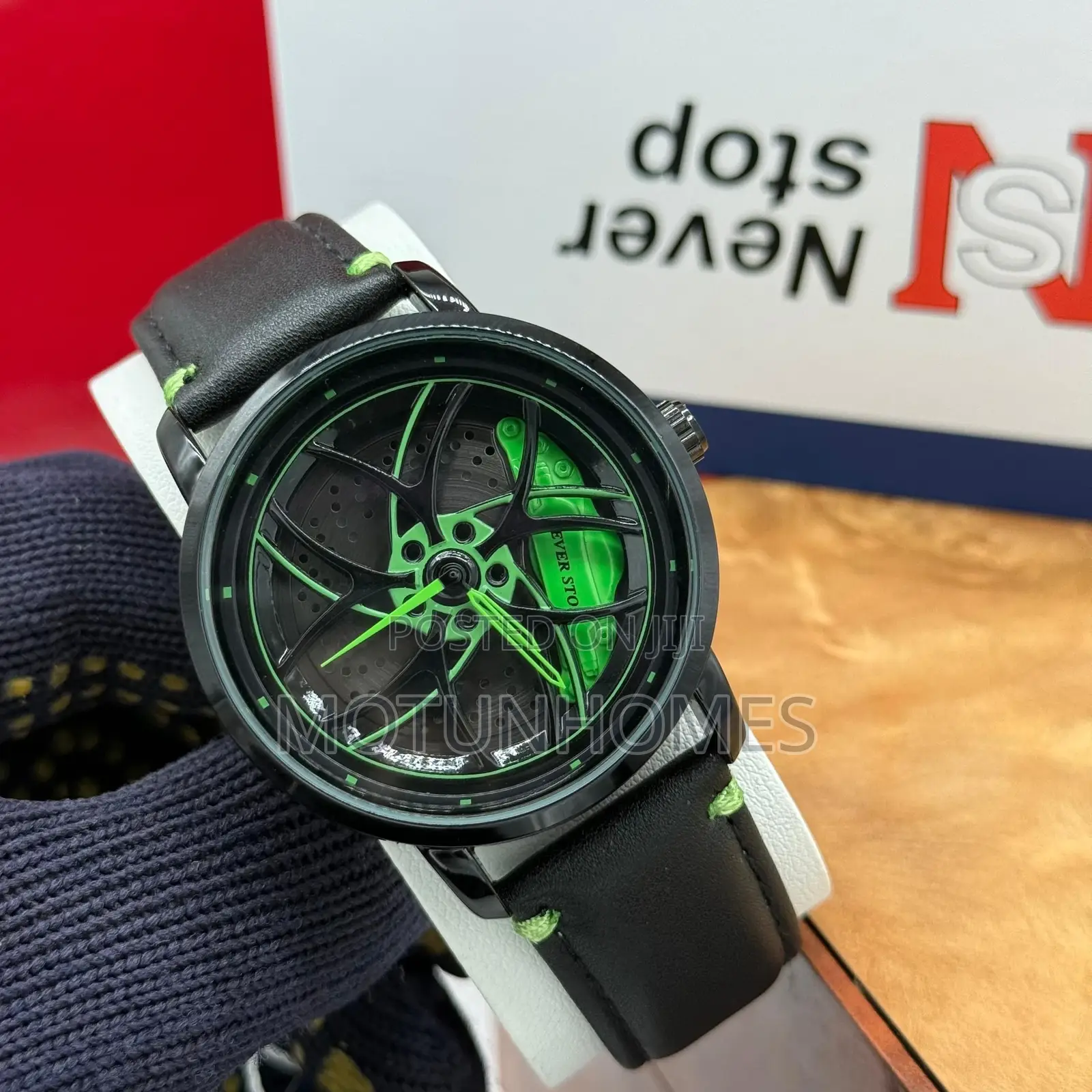 Leather Skeleton Mechanism Men Wristwatch