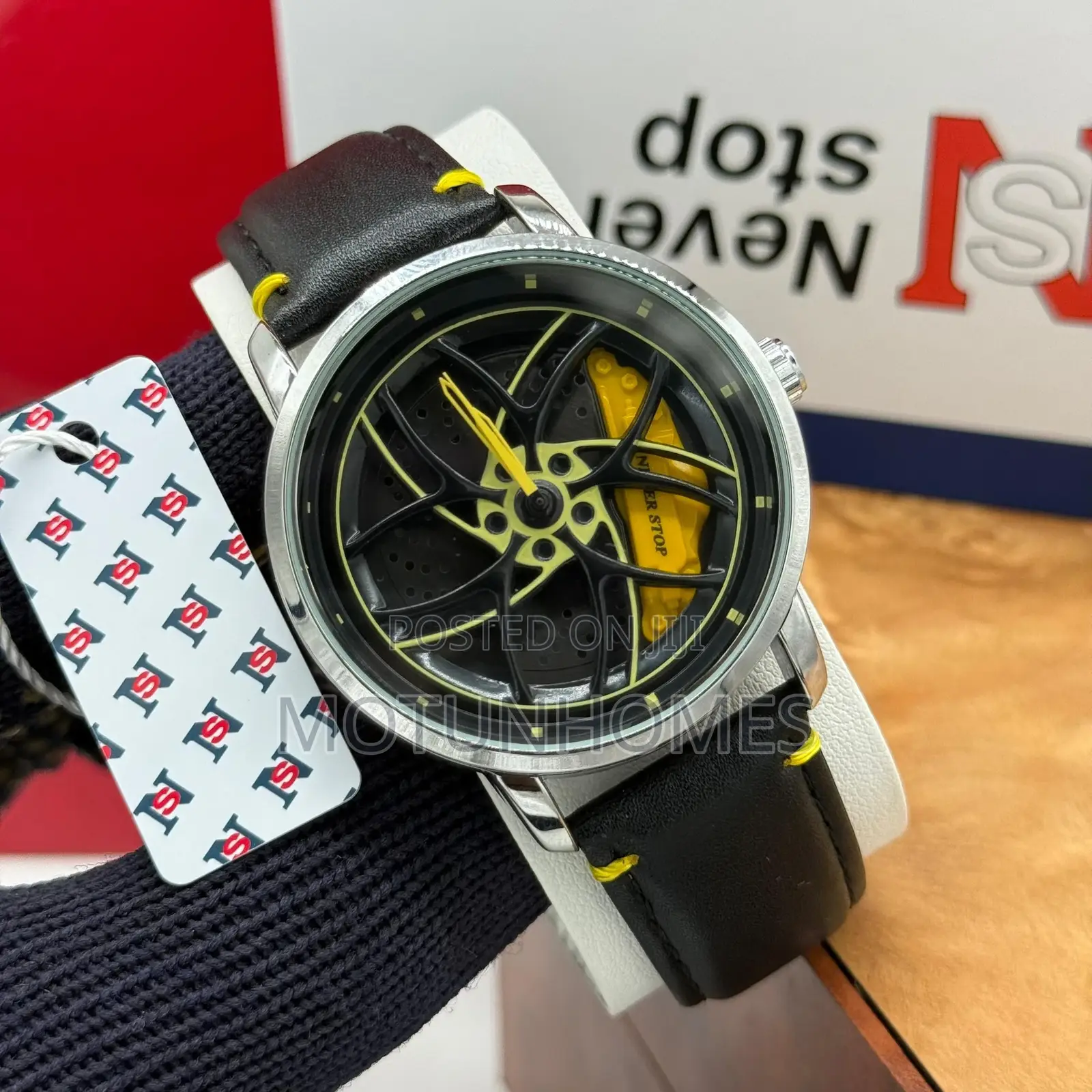 Leather Skeleton Mechanism Men Wristwatch
